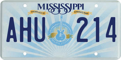 MS license plate AHU214