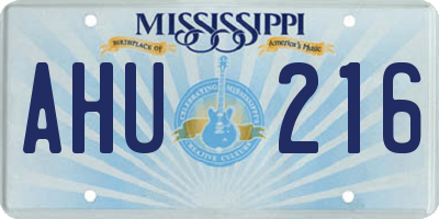 MS license plate AHU216