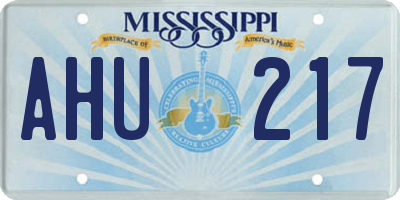 MS license plate AHU217