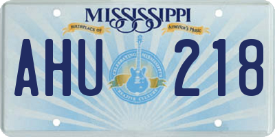 MS license plate AHU218