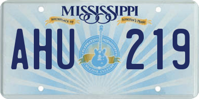 MS license plate AHU219