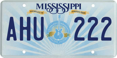 MS license plate AHU222