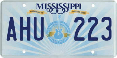 MS license plate AHU223