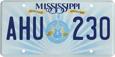 MS license plate AHU230