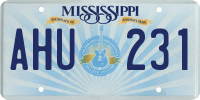 MS license plate AHU231