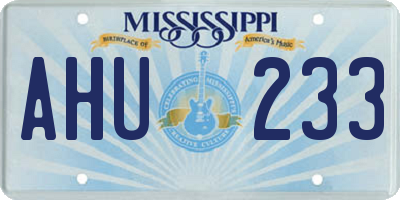 MS license plate AHU233
