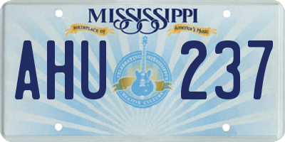 MS license plate AHU237