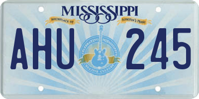 MS license plate AHU245