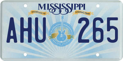 MS license plate AHU265