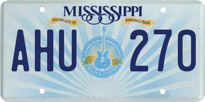 MS license plate AHU270