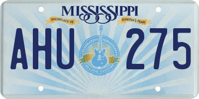 MS license plate AHU275
