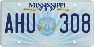 MS license plate AHU308