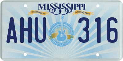 MS license plate AHU316