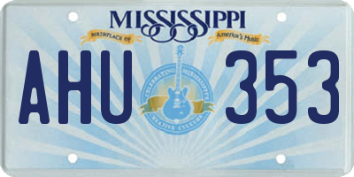 MS license plate AHU353