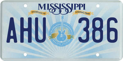 MS license plate AHU386