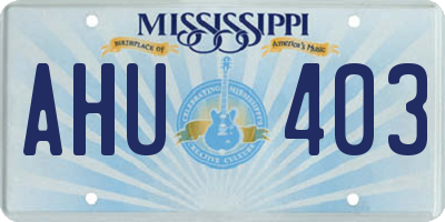 MS license plate AHU403