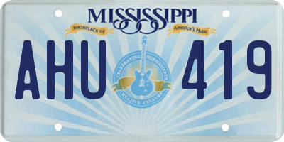 MS license plate AHU419