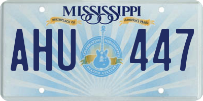 MS license plate AHU447