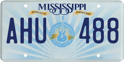 MS license plate AHU488