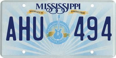 MS license plate AHU494