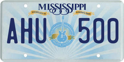 MS license plate AHU500