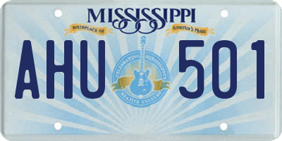 MS license plate AHU501