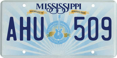 MS license plate AHU509
