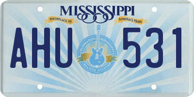 MS license plate AHU531