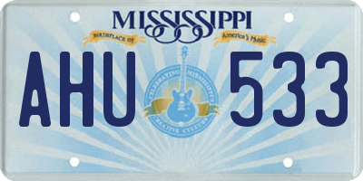 MS license plate AHU533