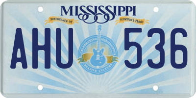 MS license plate AHU536