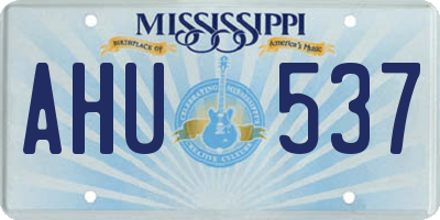 MS license plate AHU537