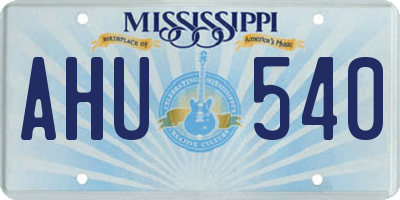 MS license plate AHU540