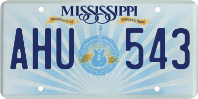 MS license plate AHU543