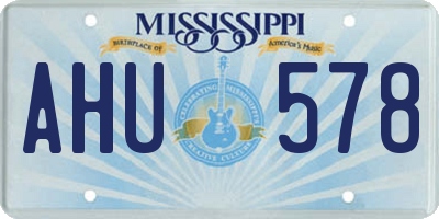 MS license plate AHU578