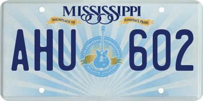 MS license plate AHU602