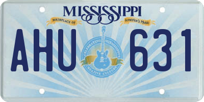 MS license plate AHU631