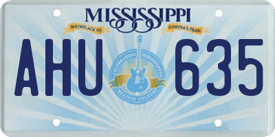 MS license plate AHU635