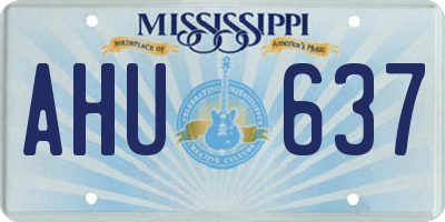 MS license plate AHU637