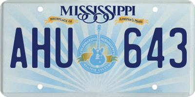 MS license plate AHU643