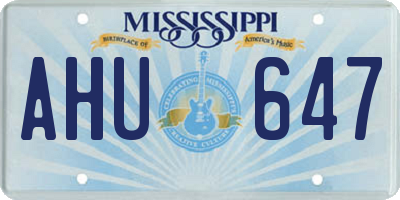 MS license plate AHU647
