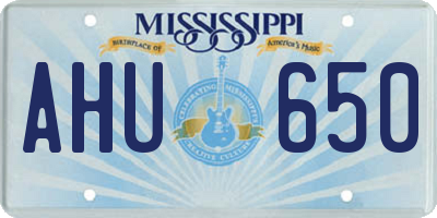 MS license plate AHU650