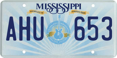 MS license plate AHU653