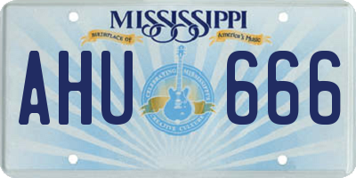 MS license plate AHU666