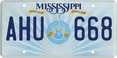 MS license plate AHU668