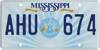 MS license plate AHU674