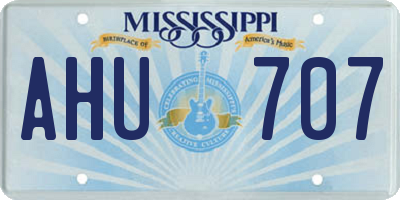MS license plate AHU707