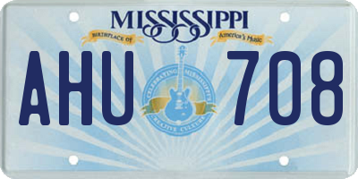 MS license plate AHU708