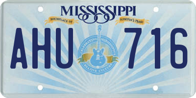 MS license plate AHU716