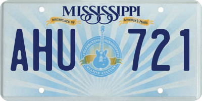 MS license plate AHU721