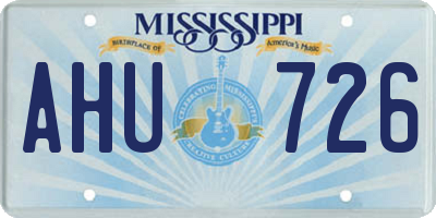 MS license plate AHU726